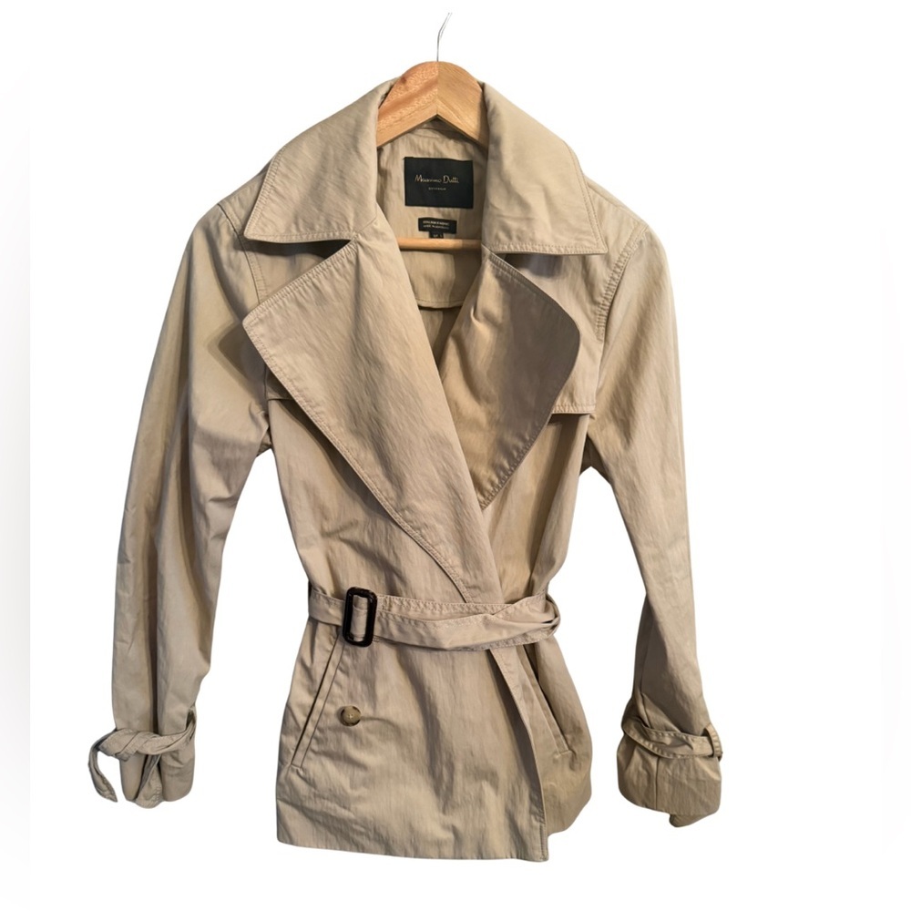 Massimo Dutti Open Trench Coat Tan Size Large - Picture 2 of 11